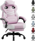 GTPLAYER Gaming Chair, Computer Chair with Footrest and Lumbar Support for Adults, 360°-Swivel Big & Tall Reclining Seat for Office or Gaming (Pink)