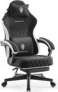 Dowinx Gaming Chair, Fabric Gaming Chairs for Adults with Pocket Spring Cushions and Lumbar Support, Ergonomic Massage Office Chair High Back with Footrest and Linkage Armrests, Black