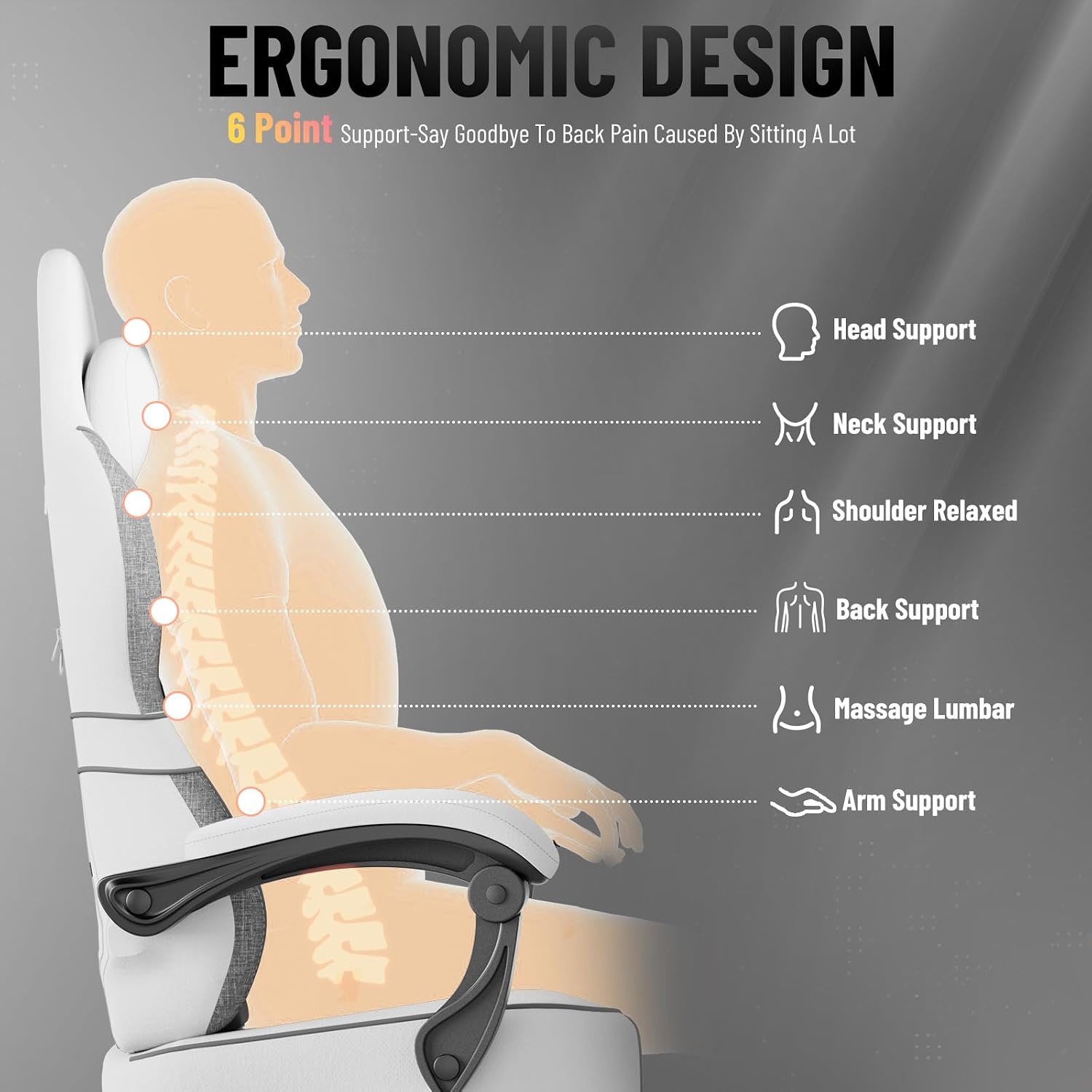 Soontrans Linen Fabric Gaming Chair, Racing Office Computer Desk Chair,Ergonomic Gamer Chairs for Adult, High Back Comfortable Video Game Chair with Footrest and Massage Lumbar Cushion