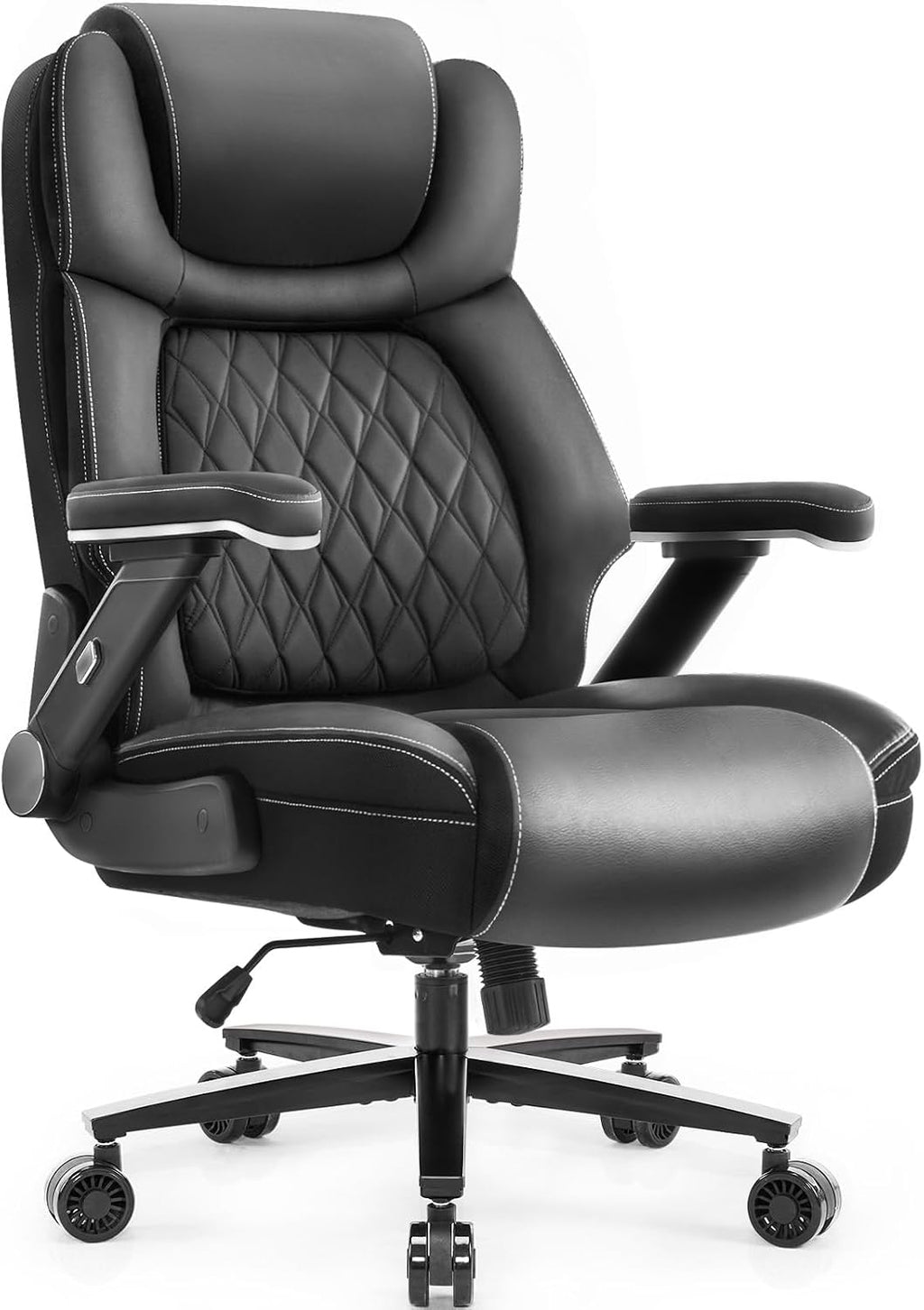 Big and Tall Office Chair, 650lbs Capacity Wide Office Chair for Heavy People, Ergonomic High Back Office Chair with Upgraded Quiet Rubber Wheel, 5D Flip Arms