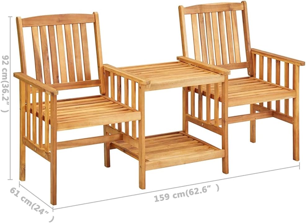 vidaXL Patio Bistro Set - ic Acacia Wood Patio Chairs and Tea Table with Cushions - Perfect Outdoor Furniture for Garden and Patio