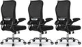 TRALT Ergonomic Office Chair - Desk Chair with Wave High Back Adjustable Lumbar Support Computer Chair - Gaming Chairs Mesh Backrest and PU Leather Seat for Home Reading Chairs (Black Pack of 3)