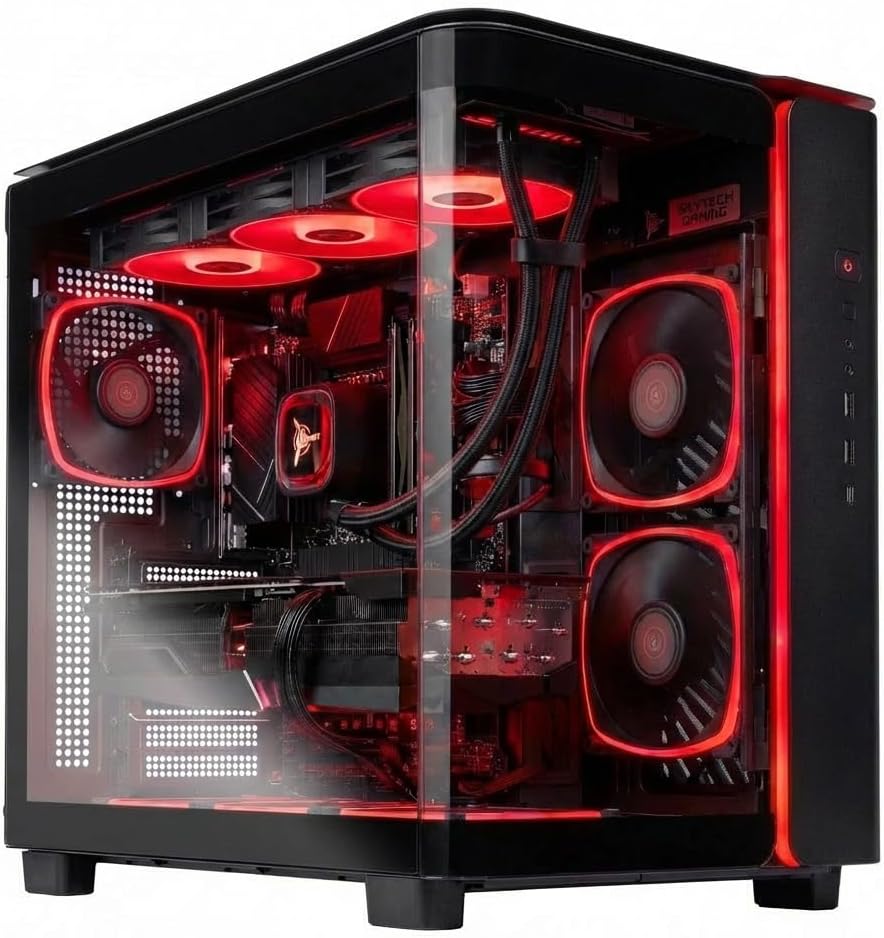 Skytech Gaming King 95 Gaming PC, AMD Ryzen 7 7800X3D 4.2GHz, AMD RX 9070XT 16GB VRAM, 1TB Gen4 NVMe SSD, 24GB DDR5 RAM 6000, 850W Gold ATX 3 PSU, 360 ARGB AIO, WI-FI 5, Windows 11, Desktop