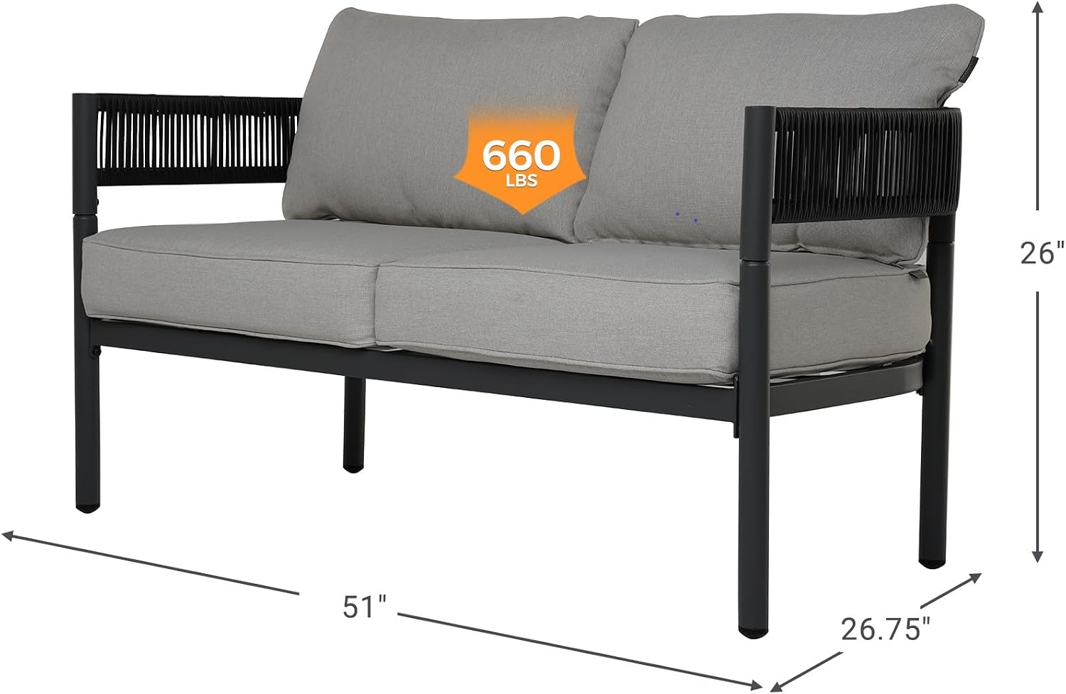 Gand Patio Outdoor Loveseat,Wicker Conversation Set with Thick Cushion for Porch, Garden, Yard