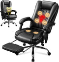 Massage Office Chair with Foot Rest,6 Points Vibration and Heat Ergonomic Executive Desk Chair for Heavy People,500lbs Big and Tall Office Chairs with Reclining High Back for Home Office