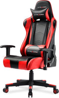 GTRACING Gaming Chair with Reclining Backrest, Adjustable Height and Swivel Base, Ergonomic Computer Chair with Headrest and Lumbar Support (Red)