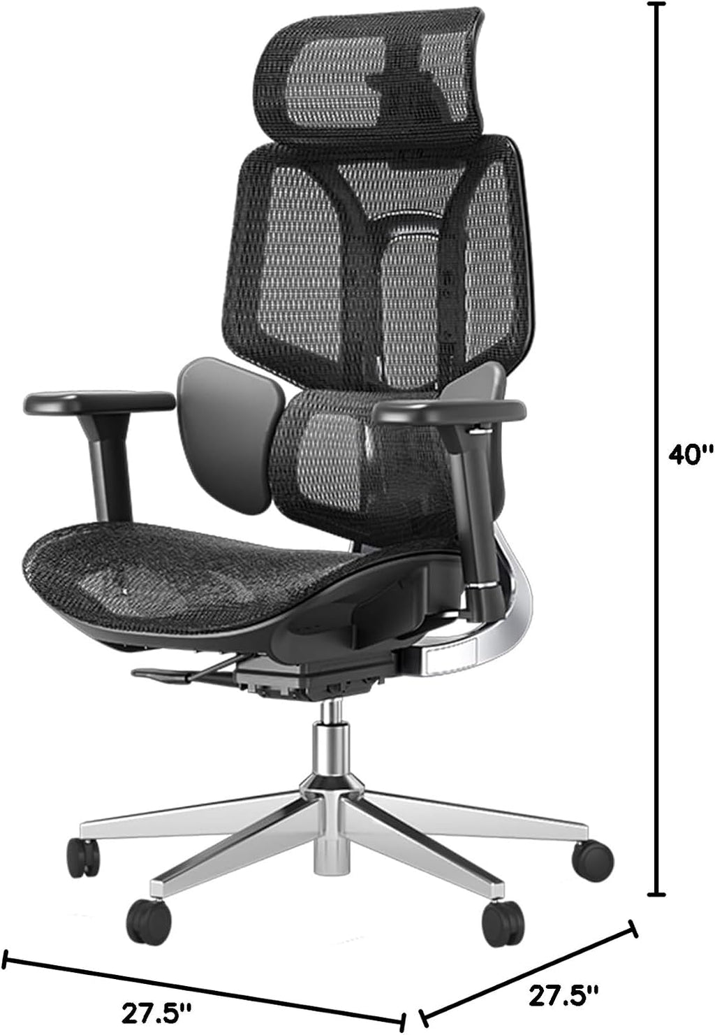 Hbada E3 Air Ergonomic Office Chair, Big and Tall Office Chair - with 3-Zone Dynamic Lumbar Support, 3D Adjustable Headrest, 3D Adjustable Armrests, Swivel Computer Chair, Black(No Footrest)