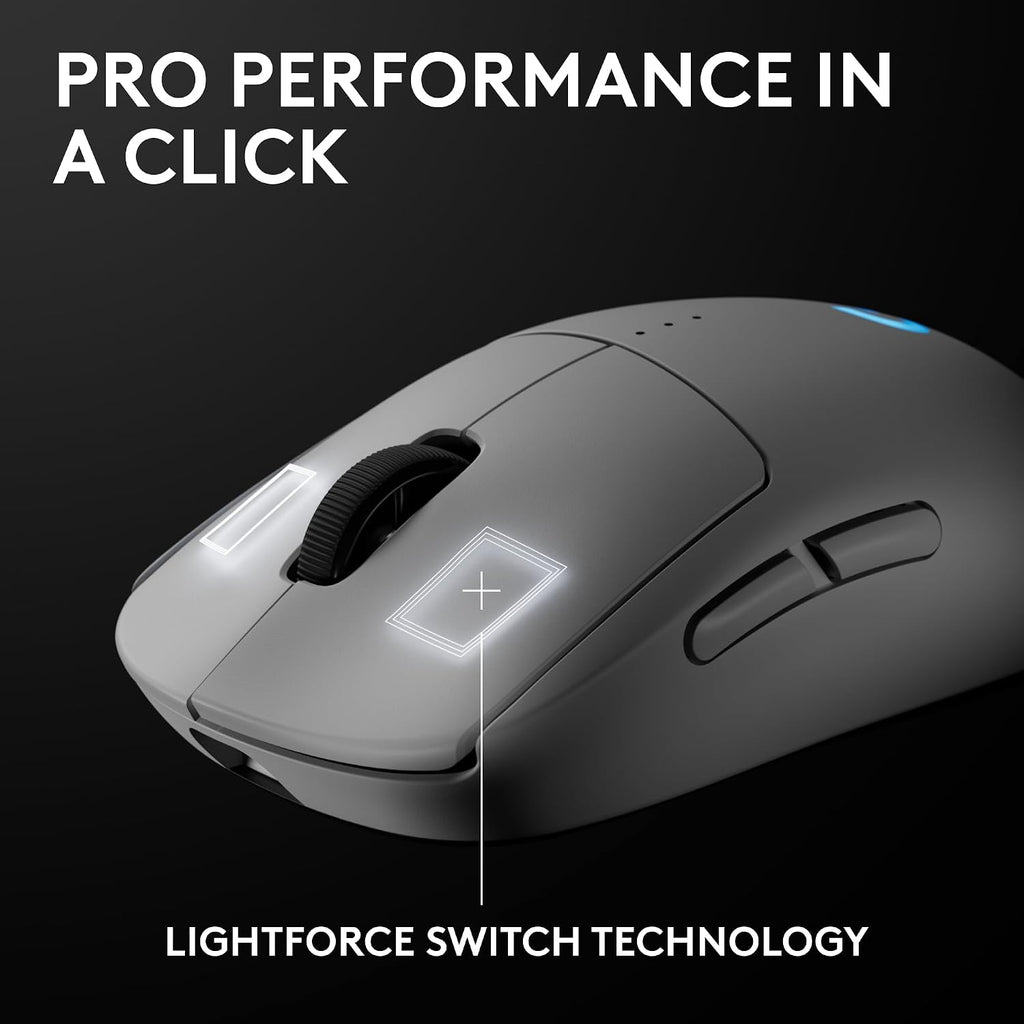 Logitech G PRO 2 Lightspeed Wireless Gaming Mouse, Right- or Left-Handed Mouse with up to 4 Customizable and Switchable Magnetic Side Buttons, 44K DPI Sensor, USB-C Charging, for PC/Mac - White