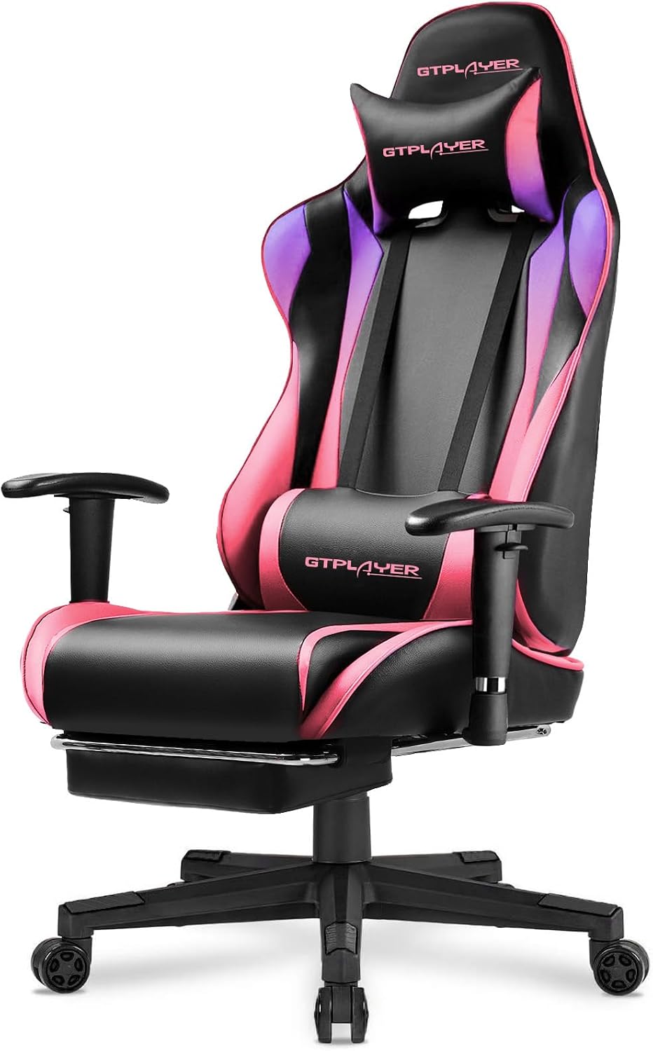 GTPLAYER Gaming Chair with Footrest, Ergonomic Computer Game Desk Chair, Recline Gaming Chair Seat Height Adjustment, Swivel Rocker with Headrest and Lumbar (Colorful)