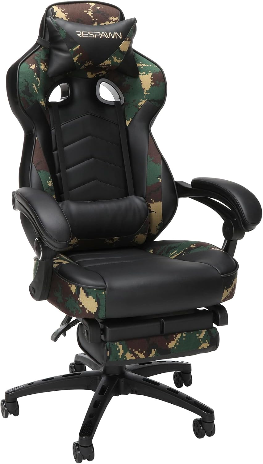 RESPAWN 110 Ergonomic Gaming Chair with Footrest Recliner - Racing Style High Back PC Computer Desk Office Chair - 360 Swivel, Adjustable Lumbar Support, Headrest Pillow, Padded Armrests - 2019 Camo