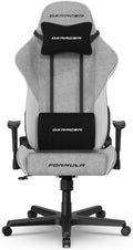 DXRacer Formula L Ergonomic Gaming Chair for Adults, Reclining Video Office Computer Gamer Chair with Lumbar Support and Headrest (Water-Resistant Fabric, Gray White)