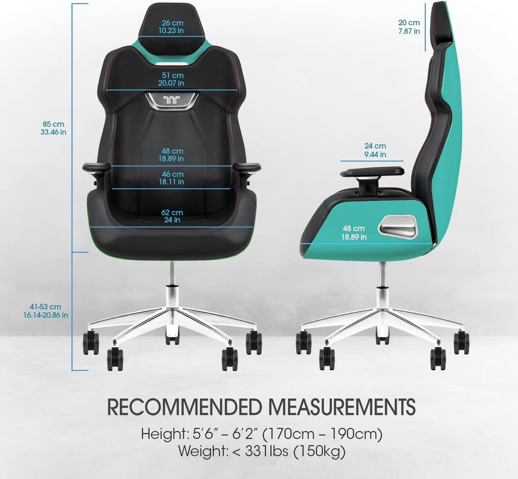 Thermaltake Argent E700 Real Leather Gaming Chair (Turquoise) Design by Studio F. A. Porsche, GGC-ARG-BTLFDL-01
