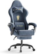 Ferghana Velvet Fabric Gaming Chair, High Back Ergonomic Gamer Chair for Adult, Comfortable Video Game Chair with Footrest and Massage Lumbar Cushion, Racing Reclining Office Computer Desk Chair Grey