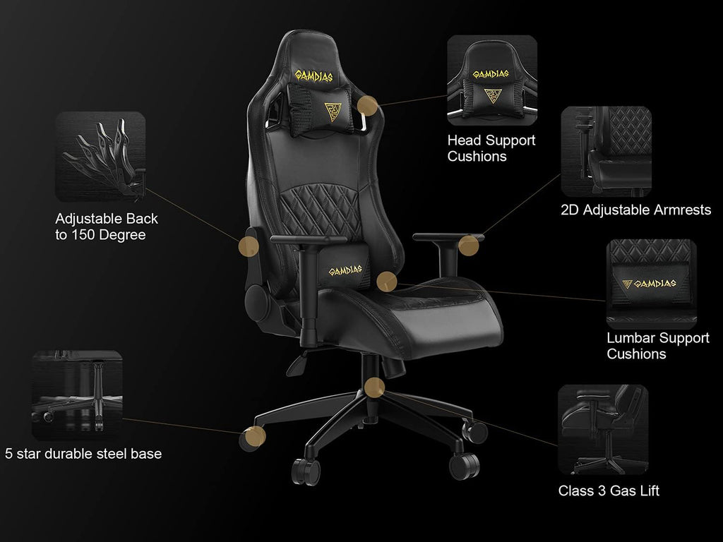 GAMDIAS Aphrodite EF1 Gaming Chair, High Back Headrest and Lumbar with Ergonomic Racing Seat, Black (Aphrodite EF1 Black/Black)