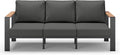 Aluminum Outdoor Patio Furniture 3 Seats, All-Weather Outdoor Patio Sofa with Washable Thick Cushion, Morden Patio Couch for Porch, Balcony, Deck, Yard, Graphite