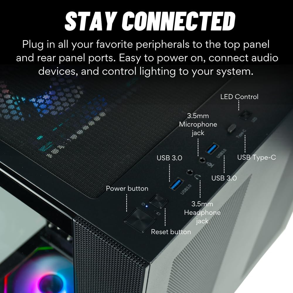Panorama XL RTX 5080, Ryzen 9 9950X3D, 32GB DDR5 RAM, 2TB Gen4 SSD, 360mm Liquid Cooled Gaming Desktop PC w/Windows 11 Pro, 3 Year Warranty, RGB Keyboard+Mouse, Internal WiFi 7, 3X DP, HDMI & RJ45