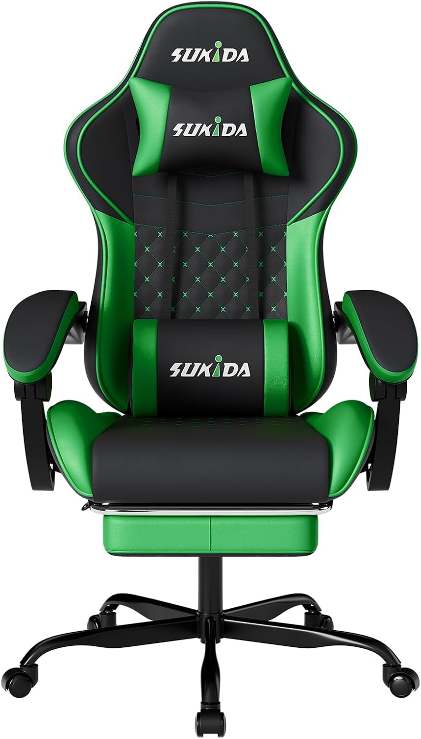 Ergonomic Video Gamer Chairs Gaming Computer Chair Gamer Chairs for Adults Massage Lumbar Support Swivel Height Adjustable Headrest Backrest