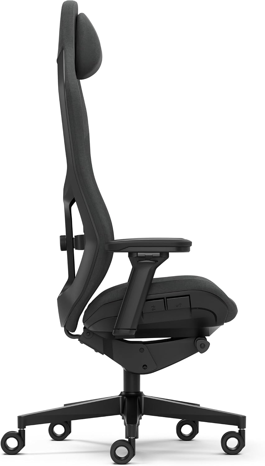 Fractal Design Refine Fabric Dark Gaming Chair - Ergonomic Office Desk Chair Functionality with 4D Adjustable Armrests, High-Back Support, Lumbar Cushion, and Premium Fabric