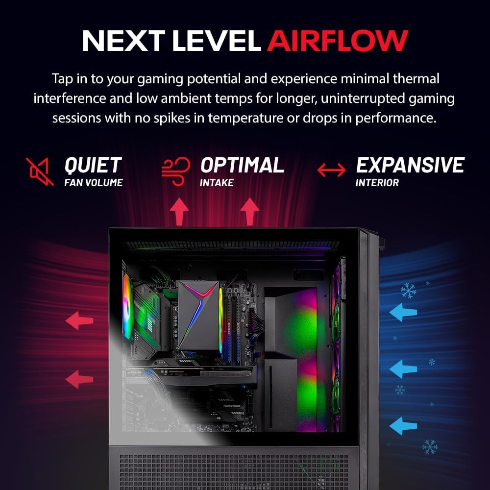 Skytech Gaming Edge Desktop PC, Ryzen 5 5500 3.6 GHz (4.2GHz), AMD RX 9060XT 8GB, 1TB NVMe SSD, 16GB DDR4 RAM 3200, 650W Gold PSU, Wi-Fi, Win 11