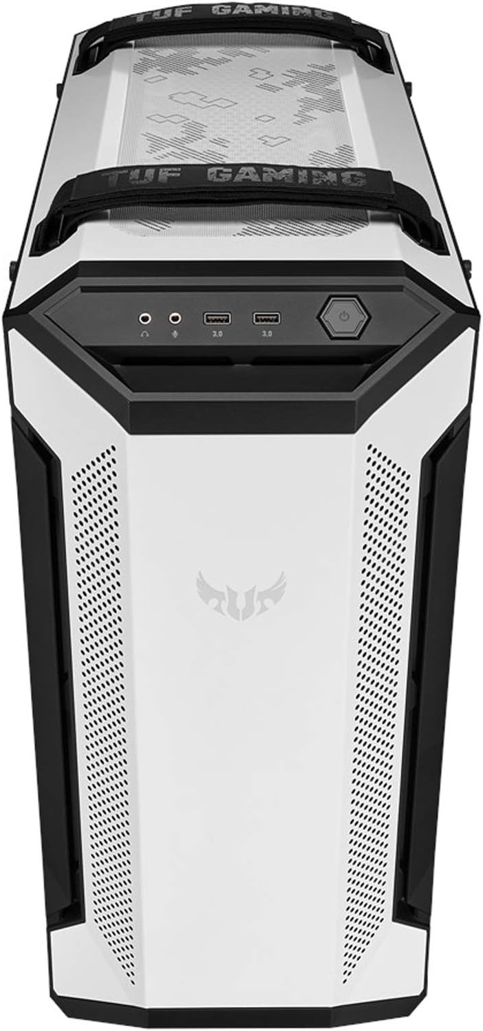 ASUS TUF Gaming GT501 White Edition Mid-Tower Gaming Case, EATX Support, Pre-Installed Four Fans, 2 x USB 3.1 Front Panel, Smoked Tempered Glass, Steel Construction