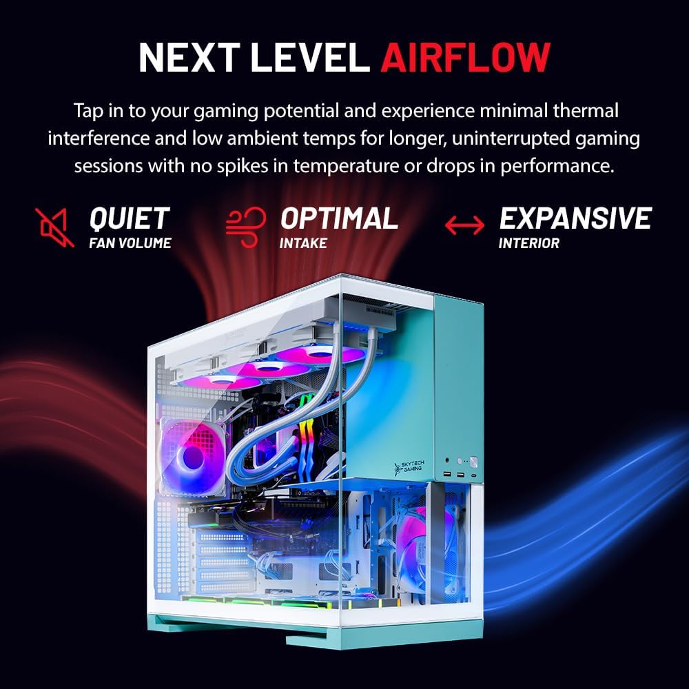 Skytech Gaming Aqua Desktop PC, Intel Ultra 7 265K 3.9 GHz(5.4 GHz Turbo), NVIDIA RTX 5070 12GB, 1TB NVMe SSD, 32GB DDR5 RAM 6000 RGB, 850W Gold ATX 3 PSU, 360mm ARGB AIO, Wi-Fi, Win 11