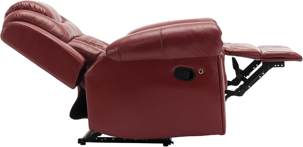 Merax Home Theater Seating Manual Recliner Chair with LED Light Strip for Living Room,Bedroom, Wind Red