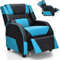 Giantex Kids Recliner, Gaming Recliner Chair with Footrest, Headrest & Lumbar Support, Ergonomic Leather Lounge Chair Toddler Furniture, Adjustable Racing Style Recliner Sofa for Boys Girls, Blue