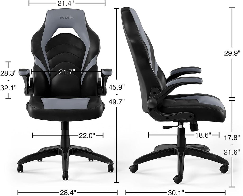 STAPLES Emerge Vortex Gaming Chair, Ergonomic, Adjustable Height, Swivel, Black, 2-Pack