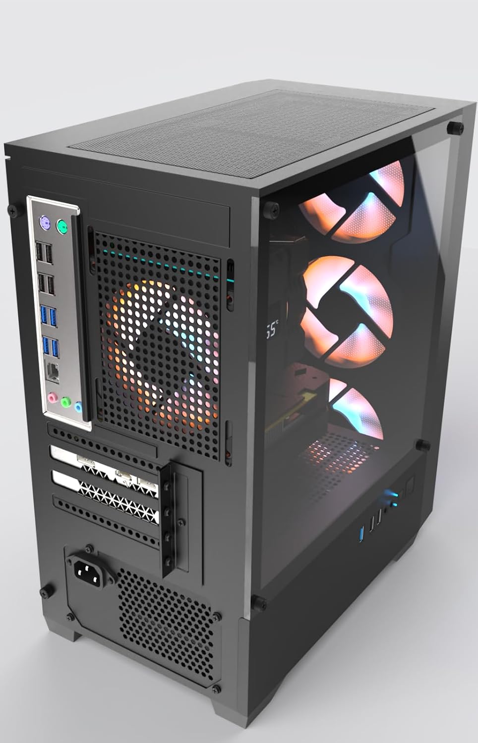 Gaming PC, i7 CPU Up to 4.0GHz, RX 590 2304 SP 8GB DDR5 Graphics Card, 512 GB M.2, 16 GB RAM Pre-Built Computer, ARGB Fans x 4, Win 11 Home，WiFi 6 + BT 5.3, 550W PSU (RX 590+512GB+16GB)