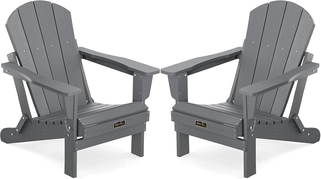 SERWALL Adirondack Chair Set of 2 for Patio Garden Outdoors Fire Pit- (Folding Gray)