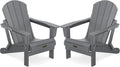 SERWALL Adirondack Chair Set of 2 for Patio Garden Outdoors Fire Pit- (Folding Gray)