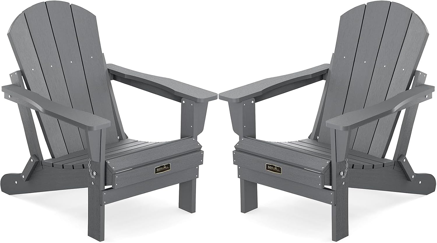 SERWALL Adirondack Chair Set of 2 for Patio Garden Outdoors Fire Pit- (Folding Gray)