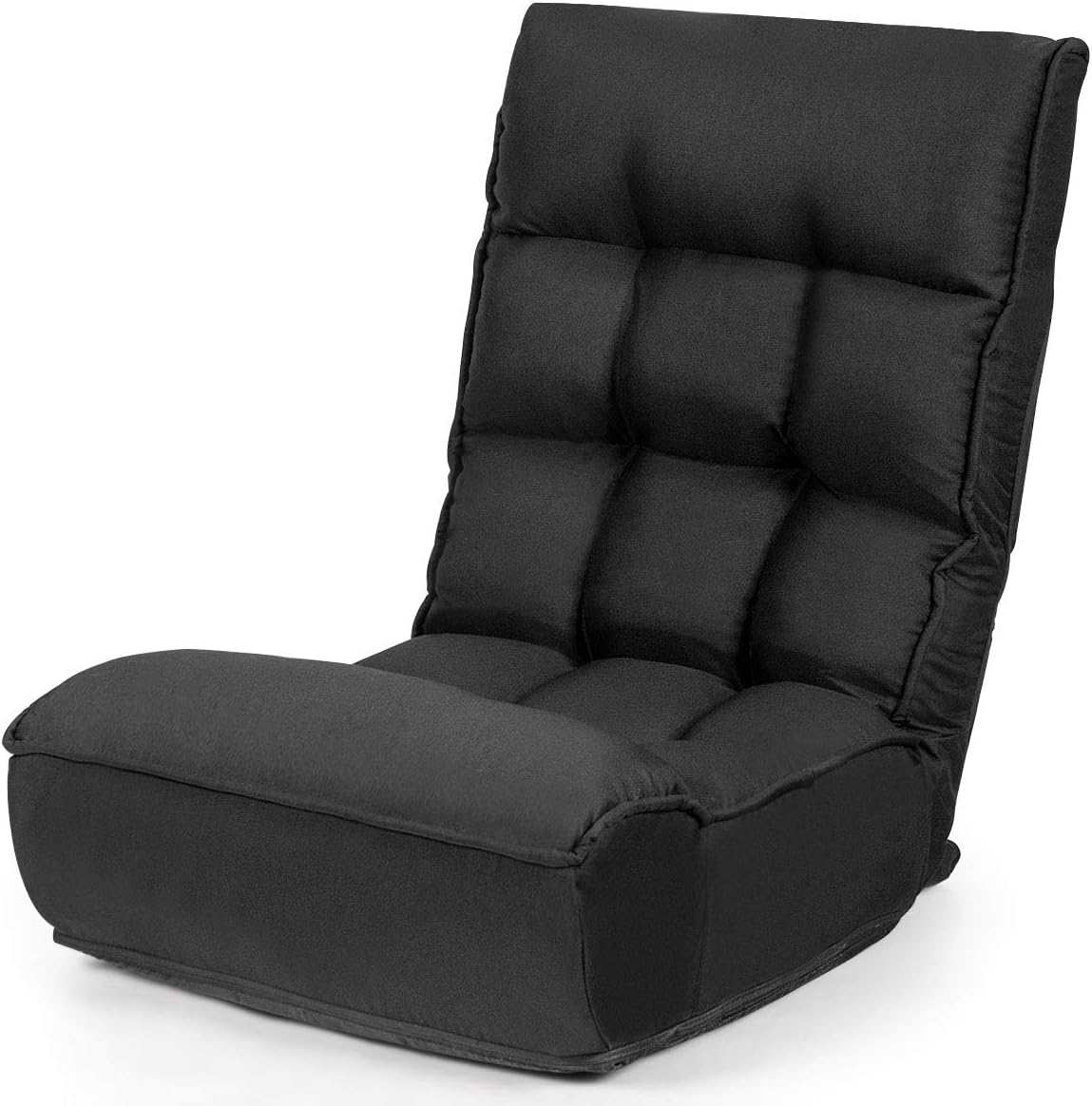 Giantex Gaming Chair Floor, Floor Chairs for Adults with 4-Position Adjustable Back, 6-Position Adjustable Headrest, Side Pocket, No Assembly Required, Banana Chair, Folding Floor Gaming Chair, Black