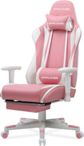 GTPLAYER Gaming Chair with Footrest, Ergonomic Computer Game Desk Chair, Recline Gaming Chair Seat Height Adjustment, Swivel Rocker with Headrest and Lumbar (Pink)
