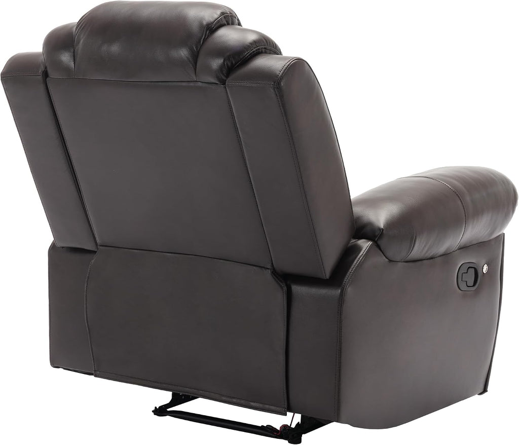 Merax Home Theater Seating Manual Recliner Chair with LED Light Strip for Living Room,Bedroom, Brown