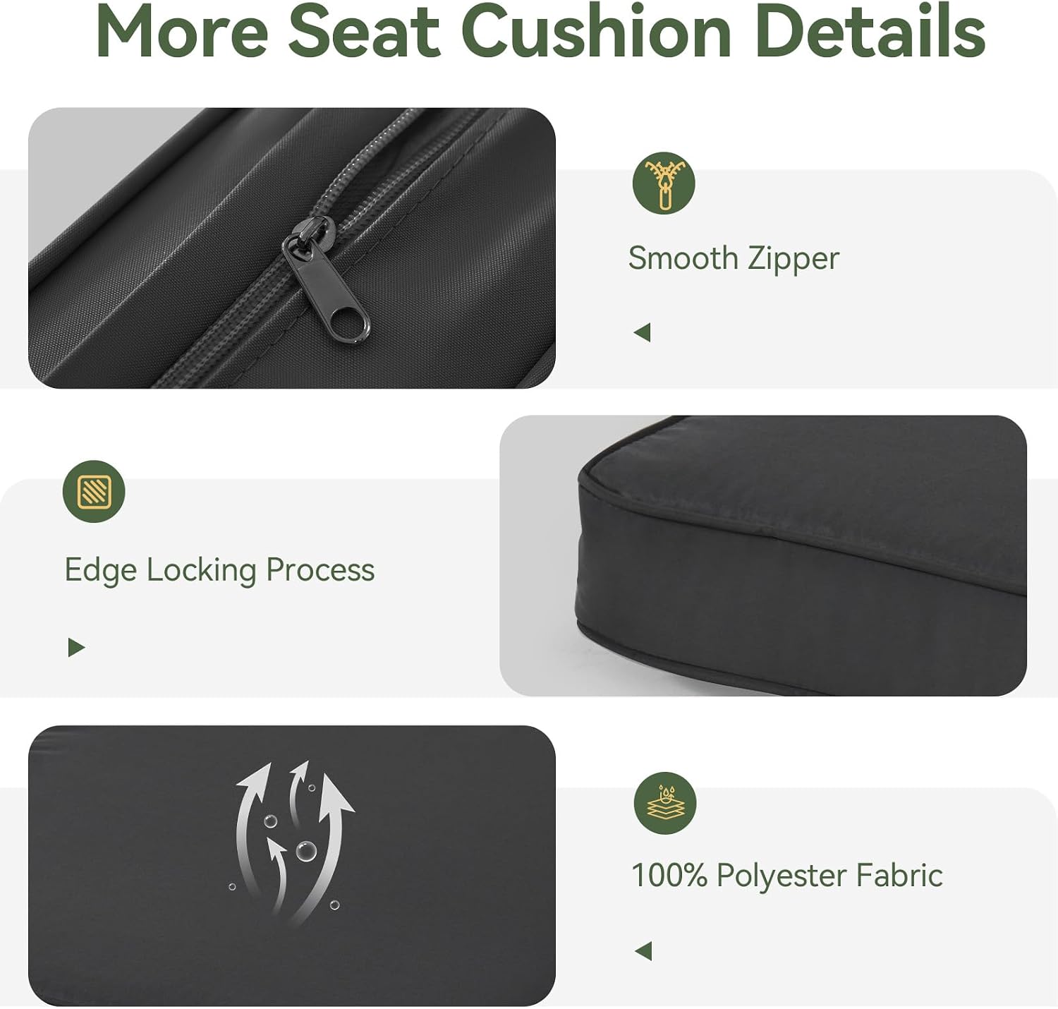 Aoxun Replacement Cushions for Outdoor Furniture, 9-Piece Outdoor Cushions for Patio Furniture, Deep Seat, Splash-Proof & Fade Resistant Couch Cushion for 4-Seat Patio Conversation Sets, Black