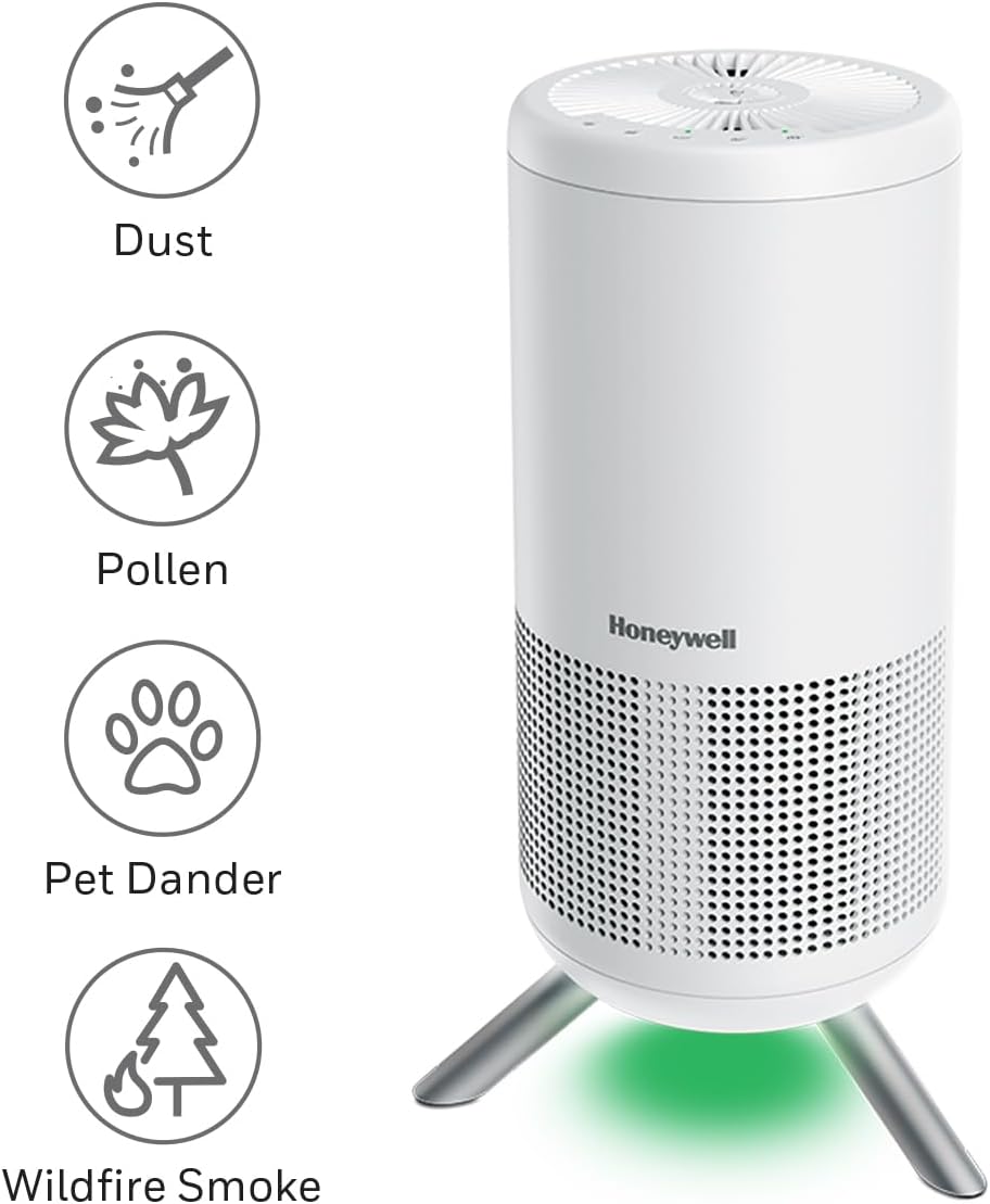 Honeywell HEPA Air Purifier for Home, 900Ft² Rooms in 1 hour, Designer Series, Auto Mode, UltraQuiet Tech, Reduces Dust, Pollen, Pet Dander, Smoke, Odors, White, HPA830W