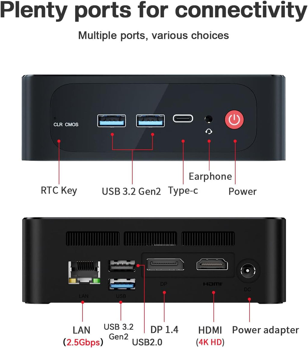 Beelink Mini PC, SER5 AMD Ryzen 5 5500U(7nm, 6C/12T) up to 4.0GHz, Mini Gaming Computer 16GB DDR4 RAM 500GB NVME SSD, Micro PC 4K@60Hz Dual Display, Mini Computer WiFi6/BT5.2/HTPC/W-11 Pro