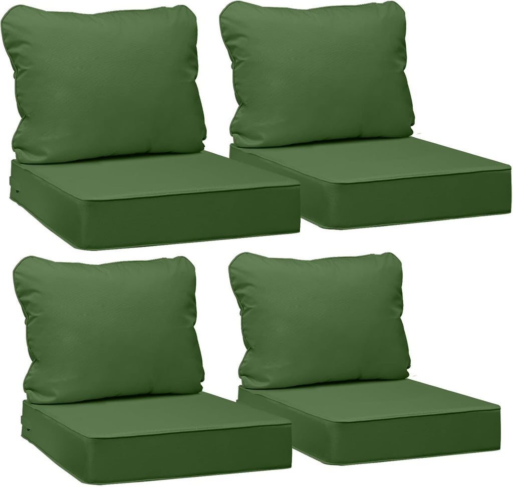 AAAAAcessories Outdoor Deep Seat Cushions, Waterproof, Fade-Resistant Patio Furniture Replacement Cushions, 24' x 24' x 5', Set of 4, Dark Moss Green