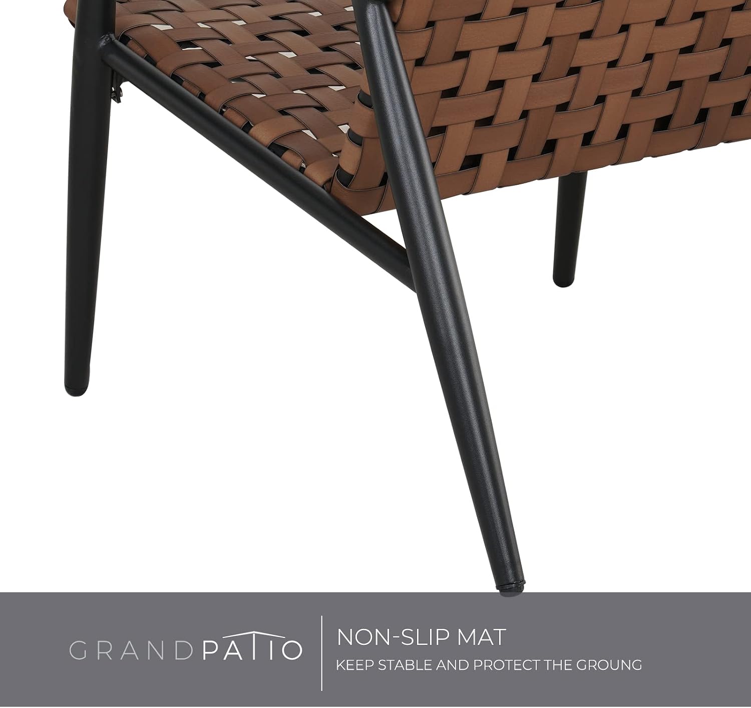 Grand patio 4 Pieces Outdoor Furniture Set, Leather-Look Patio Conversation Set, Vintage Brown Wicker Chairs Loveseat and 1 Coffee Table, Patio Furniture for Garden, Backyard, Porch