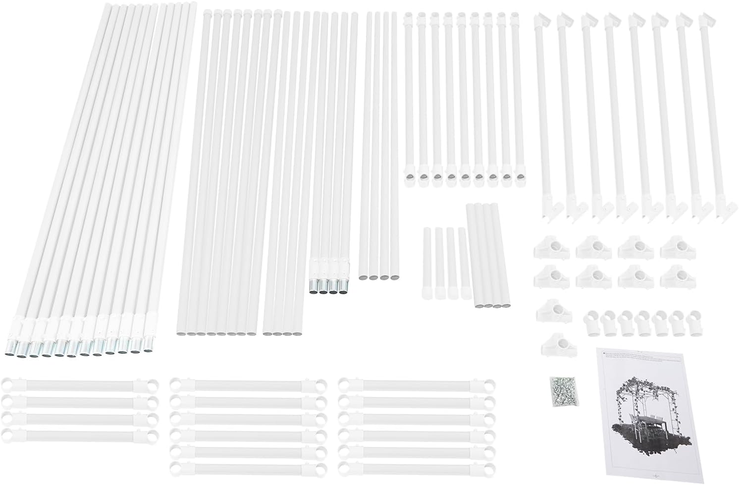 118'' L x 78.5'' W x 90.5'' H Large Outdoor Garden Arch Trellis for Climbing Plants, Grape Arbor Rack Pergola Plastic-Coated Steel Cane Frame for Courtyard and Garden Decoration of Pavilions (White)