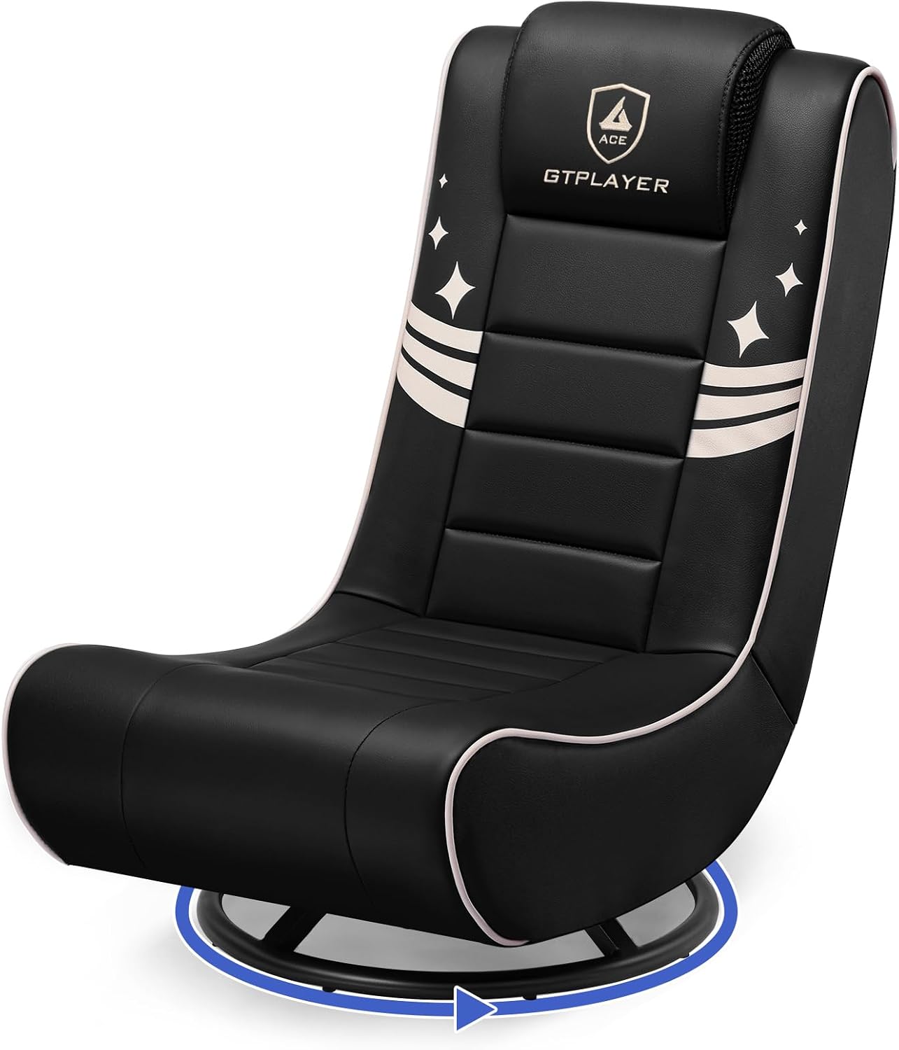 GTPLAYER Floor Gaming Chair Foldable Swivel Floor Chairs for Kids Boys Comfy Video Game Seat with 360° Multipurpose for Gamers, Bedroom or Game Room (Gold Star Pattern)