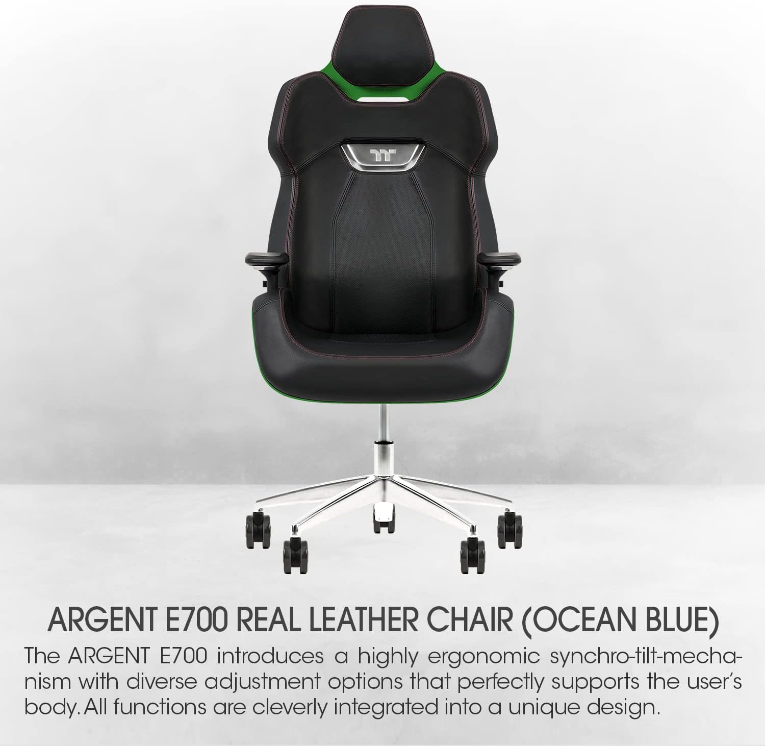 Thermaltake Argent E700 Real Leather Gaming Chair (Racing Green) Design by Studio F∙A∙Porsche, GGC-ARG-BGLFDL-01