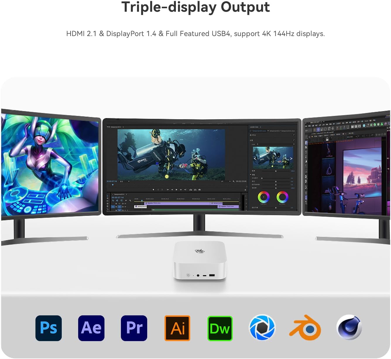 Beelink SER8 Mini PC, AMD Ryzen 7 8845HS(4nm, 8C/16T) up to 5.1GHz, Mini Computer 64GB DDR5 RAM 1TB M.2 NVME SSD, Desktop PC 4K@144Hz Triple Display/USB4/WiFi6/BT5.2/10Gbps/W-11 Pro