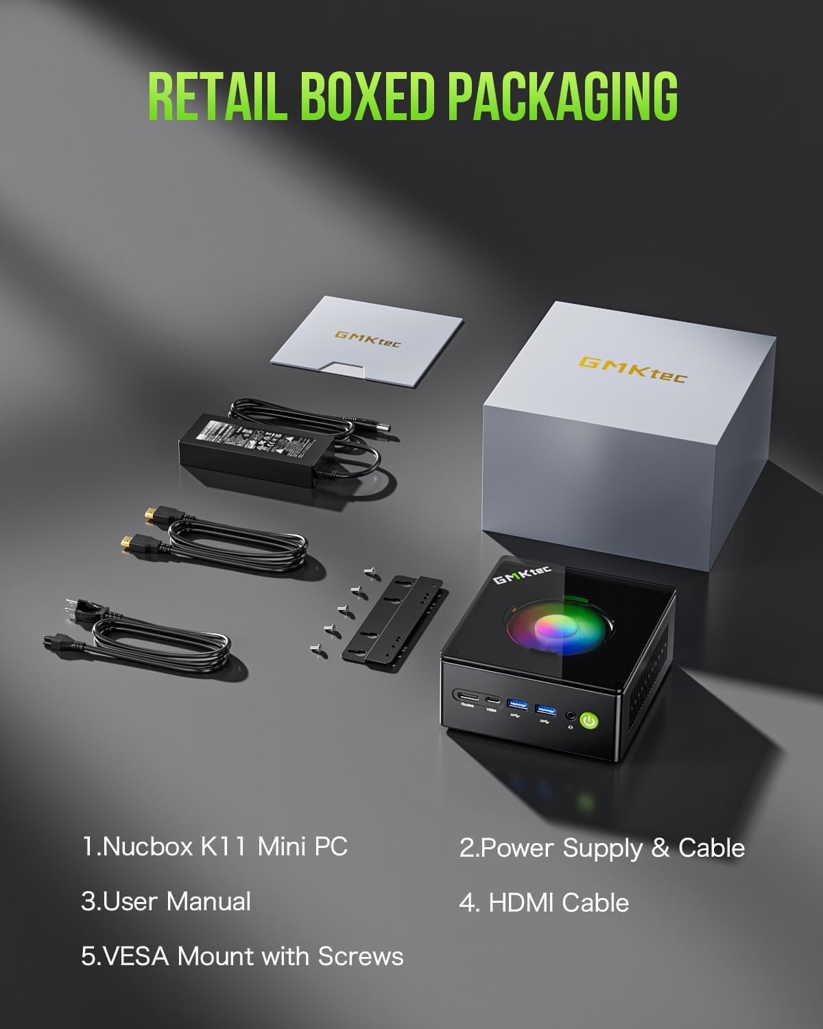 GMKtec K11 Gaming Mini PC, AMD Ryzen 9 8945HS(8C/16T, Up to 5.2GHz), 32GB DDR5 RAM 1TB Mini Desktop Computer, HDMI/Oculink/DisplayPort/USB4*2 HDMI 2.0