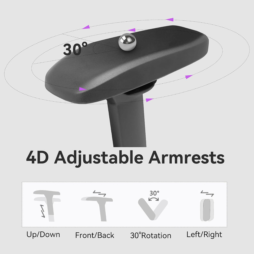 Gaming Chair 4D Adjustable Armrests - 155° Reclining & 320lb Capacity, High Back Ergonomic Computer Chair with Lumbar Support, Fabric Office Chair for Adults (Gray)
