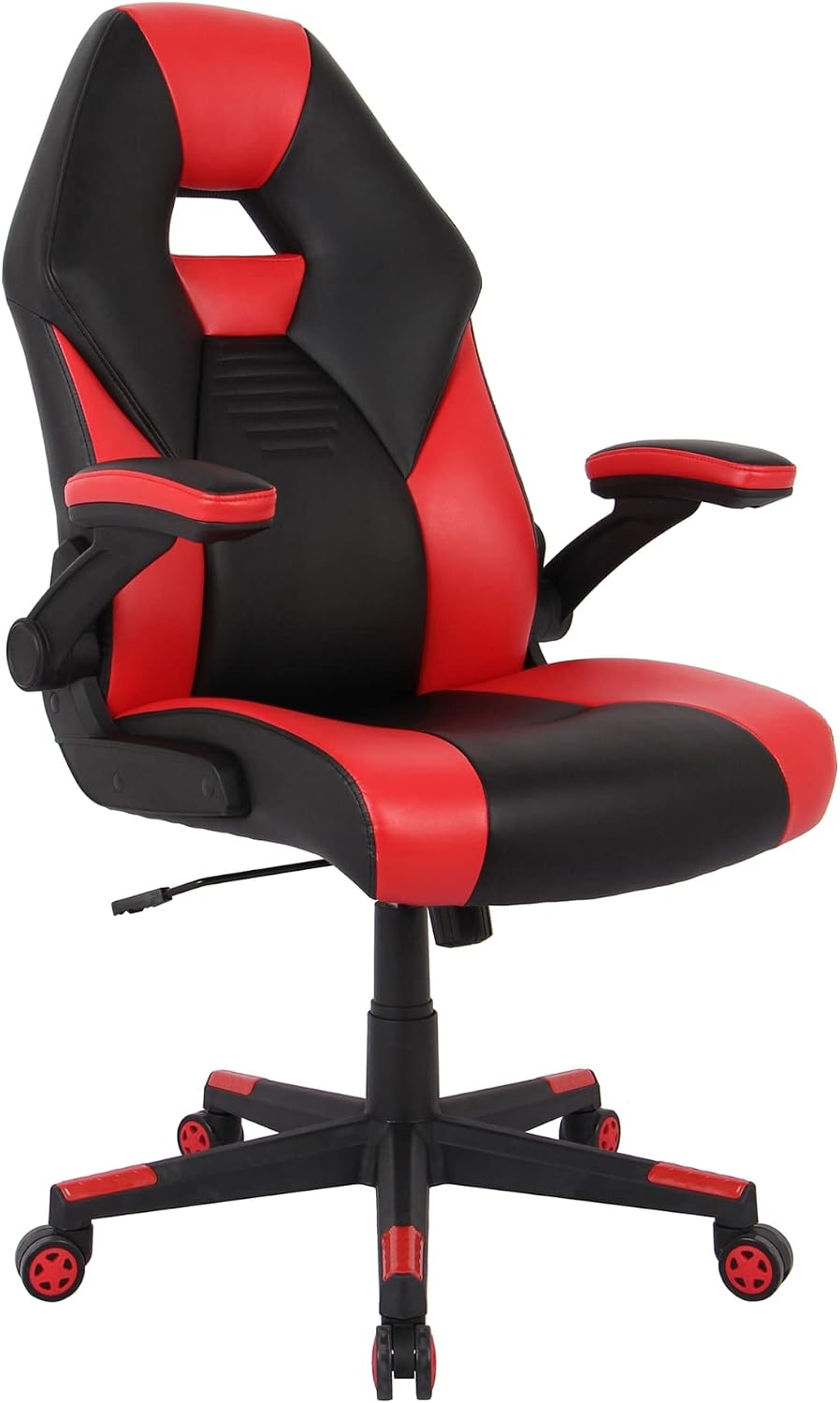 Realspace RS Gaming™ RGX Faux Leather High-Back Gaming Office Chair, Black/Red, BIFMA Compliant