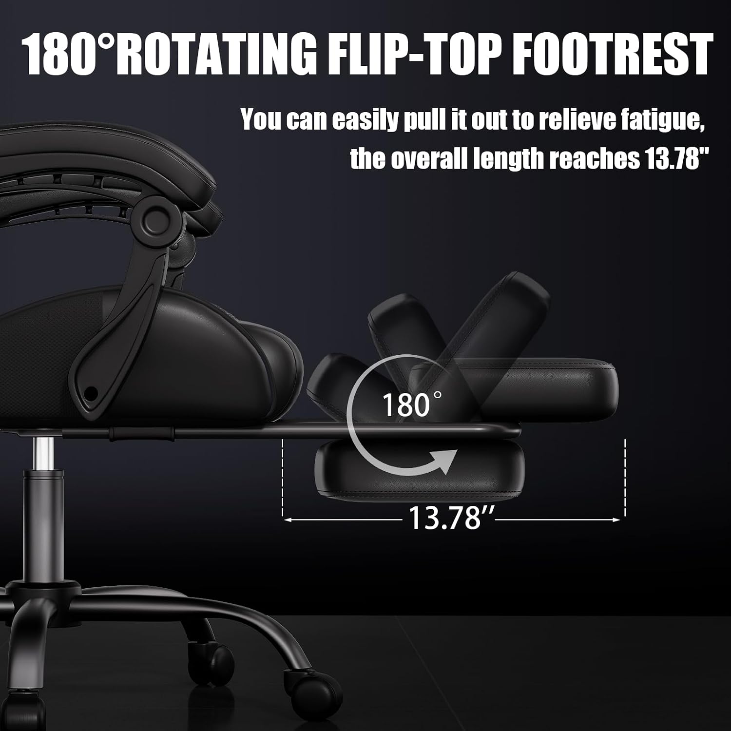 Czlolo Gaming Chair, Ergonomic Office Computer Chair with Footrest and Lumbar Support Massager Racing Style High Back Video Gamer Chair, Wide＆Thick Cushion, 90°-135° Recline, Adjustable Height, Black