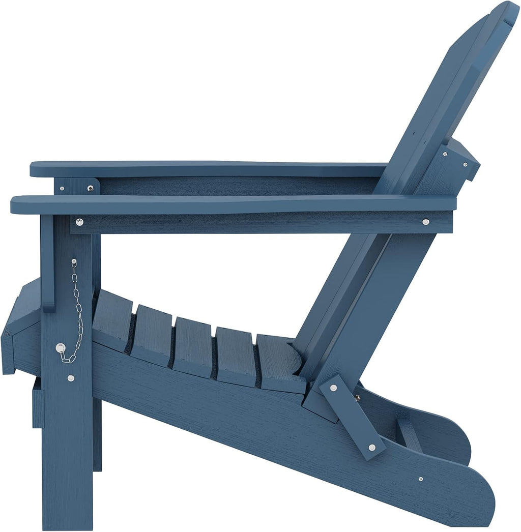 SERWALL Foldable Adirondack Chair Set of 2 for Patio Garden Outdoors Fire Pit-Blue