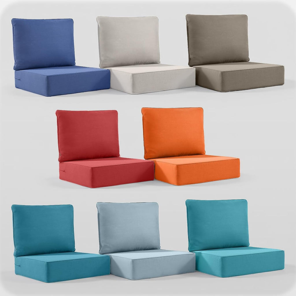 6' Thick Outdoor Cushion, 24*24*6' Patio Furniture Cushions with Waterproof Patio Furniture Cushions with Removable Cover, 28D High Density Patio Cushion for Outdoor Furniture, Beige-6pcs